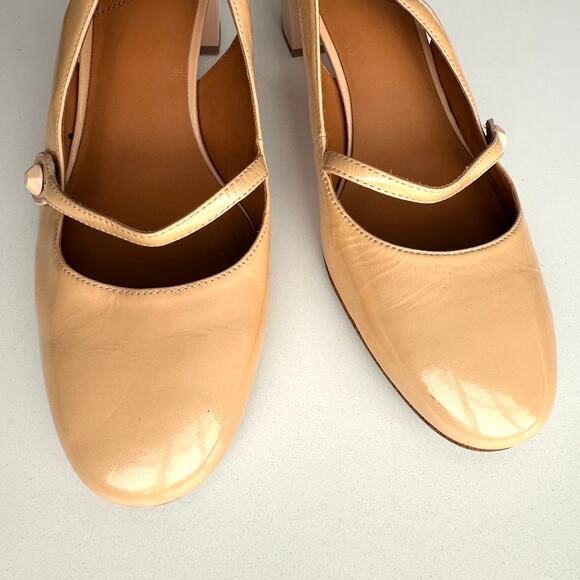 What For Slingback Mary Jane Round Toe Pale Pink Patent Leather Block Heels 8 - Picture 9 of 10